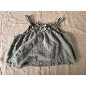 Vintage Havana Girls Tank Top Size L (14) Gray Ruffle Raw Hem Boho Beach Cotton